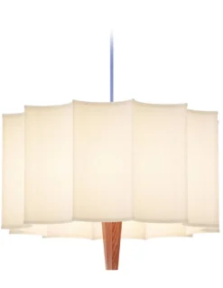 Lámpara colgante Rain – Robin - Estructura de madera de castaño, Pantalla blanca, Ø 40 cm