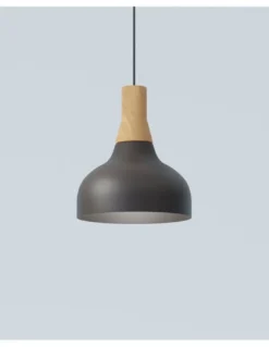 Lámpara colgante Reiko Cone – Robin – Lámpara moderna de metal y fresno, Ø 21 cm