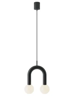 Lámpara colgante Rigoberta Super-curved – Robin – Lámpara decorativa tipo bola, Acabado negro mate
