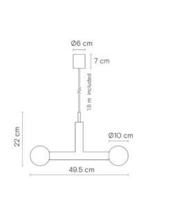 Lámpara colgante Rigoberta Trio – Robin – Diseño tipo bola, 2 luces G9, acabado negro mate