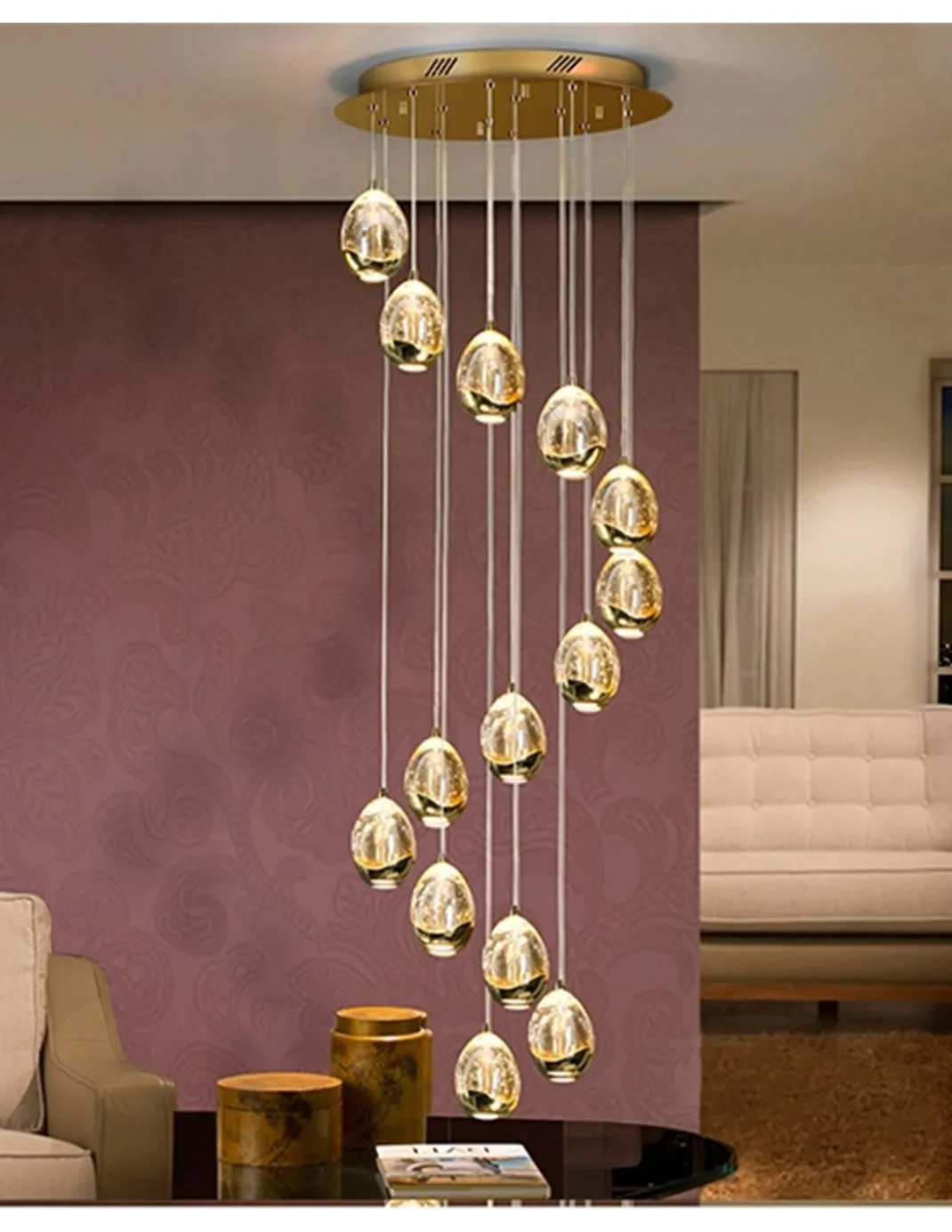 Lámpara colgante Rocío - Schuller - Lámpara grande de cristal, color dorado