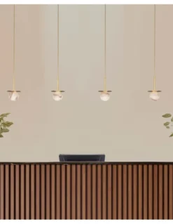 Lámpara colgante Royal Disc - Robin - Lámpara decorativa con pantalla esférica de alabastro