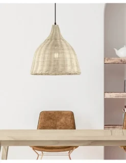 Lámpara colgante Sacoma - AJP - Lámpara de mimbre boho chic, Ø 36 cm