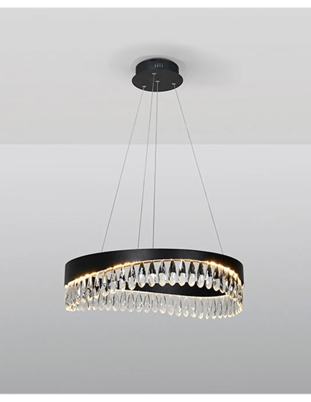 Lámpara colgante Selene – Schuller – Difusor de lágrimas de cristal, acabado negro