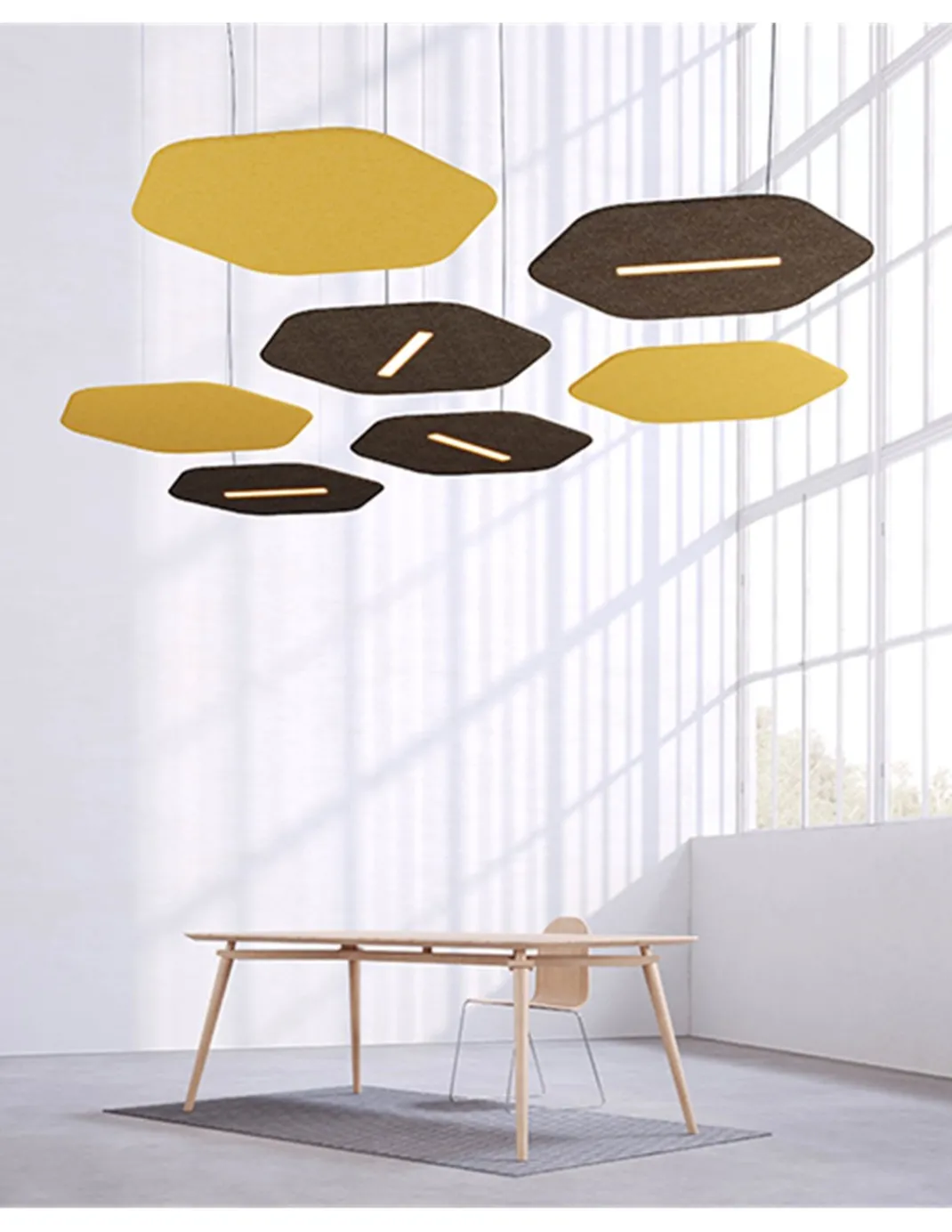 Lámpara colgante Sisa – Luz Negra – Lámpara acústica en varios colores, pantalla de fieltro PET