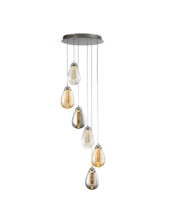 Lámpara colgante Taccia – Schuller – Lámpara con 6 luces con doble tulipa, regulable en altura