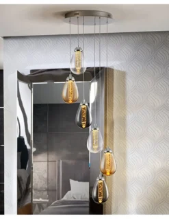 Lámpara colgante Taccia – Schuller – Lámpara con 6 luces con doble tulipa, regulable en altura