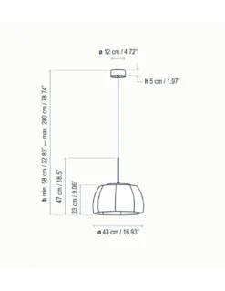 Lámpara colgante Tanit - Bover - Lámpara de techo de hilo beige, Regulable Triac, LED 2700K