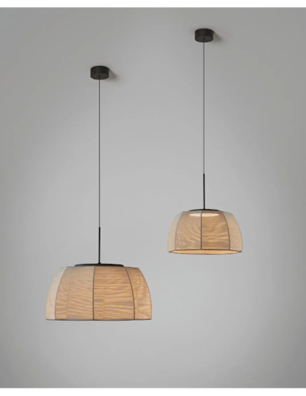 Lámpara colgante Tanit - Bover - Lámpara de techo de hilo beige, Regulable Triac, LED 2700K