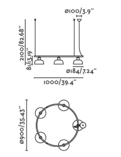 Lámpara colgante Tatawin – Faro – Lámpara circular con 5 luces y 2 tamaños