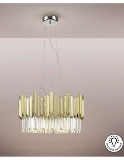 Lámpara colgante Tiara – Schuller – Pantalla de cristal facetado en cromo o dorado