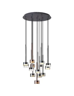 Lámpara colgante Tonic – Mantra – 14 luces con pantallas multicolores, florón redondo