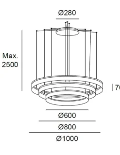 Lámpara colgante triple Circ - LedsC4 - Lámpara blanca de 3 alturas, altura ajustable