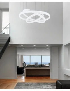 Lámpara colgante triple Circ - LedsC4 - Lámpara blanca de 3 alturas, altura ajustable