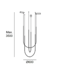 Lámpara colgante Tubs Modular Triplex Arch Cross – LedsC4 – Lámpara LED regulable DALI, 2 tipos de florón a elegir