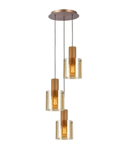 Lámpara colgante Venize - Schuller - 3 pantallas de cristal ámbar