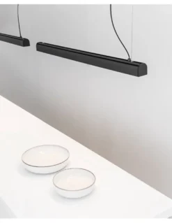 Lámpara colgante Vico - Faro - Lámpara lineal negra, florón empotrable
