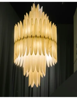 Lámpara colgante Voliere - LZF - Diseño artesanal y sofisticado, chapa de madera, estilo Art decó