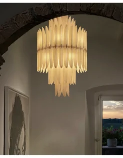 Lámpara colgante Voliere - LZF - Diseño artesanal y sofisticado, chapa de madera, estilo Art decó