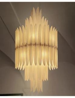 Lámpara colgante Voliere - LZF - Diseño artesanal y sofisticado, chapa de madera, estilo Art decó