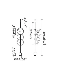 Lámpara colgante y de pie Whizz - Faro - Diseño industrial en negro y dorado