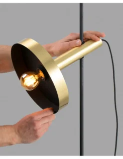 Lámpara colgante y de pie Whizz - Faro - Diseño industrial en negro y dorado