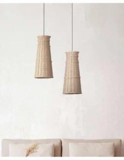 Lámpara colgante Zanco – Fokobu – Lámpara Boho Chic de mimbre y neopreno