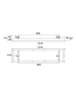 Lámpara de carril TL5005 - Conalux - Lámpara blanca rectangular, 36W/45W