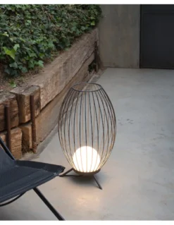 Lámpara de exterior portátil Cage – Faro – Lámpara tipo jaula negra, IP65, 57 cm