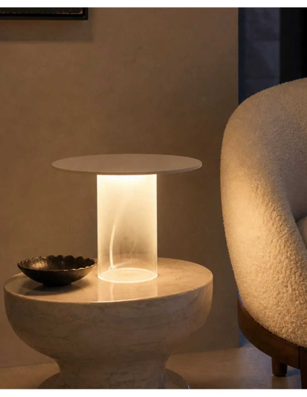 Lámpara de mesa Beira T - B.lux - Lámpara de diseño contemporáneo, cristal traslúcido