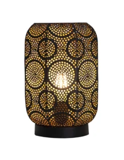 Lámpara de mesa Bisbe – AJP – Diseño oriental, acabado negro oro