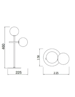 Lámpara de mesa Cellar – Mantra – Lámpara bola, 2xG4, Negra