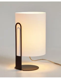 Lámpara de mesa Clipam – Luxcambra – Pantalla de cotonet en blanco o gris, acabado negro