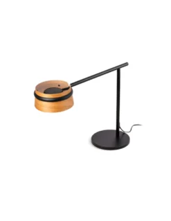 Lámpara de mesa de metal y madera LED orientable 350º y regulable en intensidad 2700K – Loop – Faro