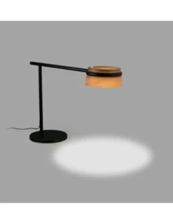 Lámpara de mesa de metal y madera LED orientable 350º y regulable en intensidad 2700K – Loop – Faro