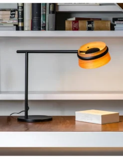 Lámpara de mesa de metal y madera LED orientable 350º y regulable en intensidad 2700K – Loop – Faro