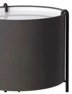 Lámpara de mesa Drum - Faro - Diseño moderno con pantalla gris oscura