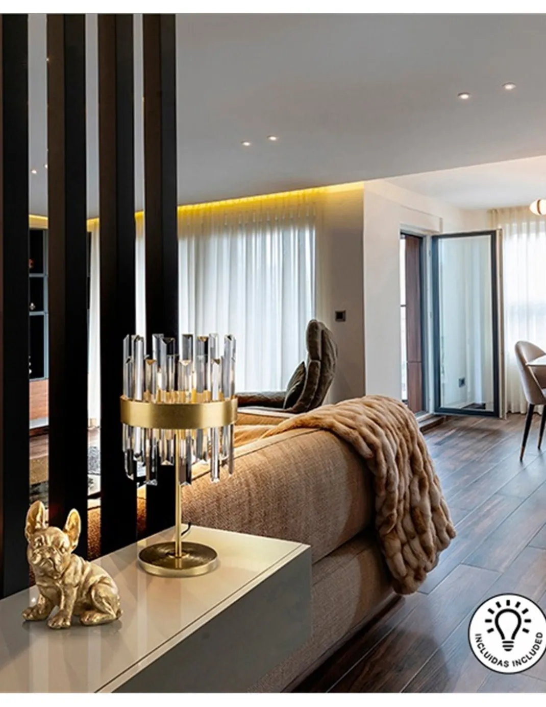 Lámpara de mesa Grace – Schuller – Pantalla de cristal, diseño decorativo
