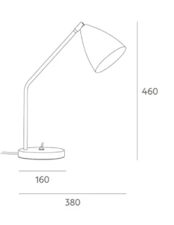 Lámpara de mesa Hat – Massmi – Lámpara de metal hierro pintado, Cable 1 metro negro