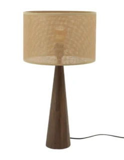 Lámpara de mesa Honorine - IDP Lampshades - Diseño madera y jute