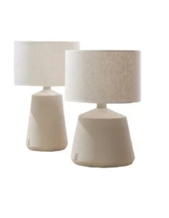 Lámpara de mesa Ibiza – Fokobu – Lámpara de cerámica con pantalla blanca