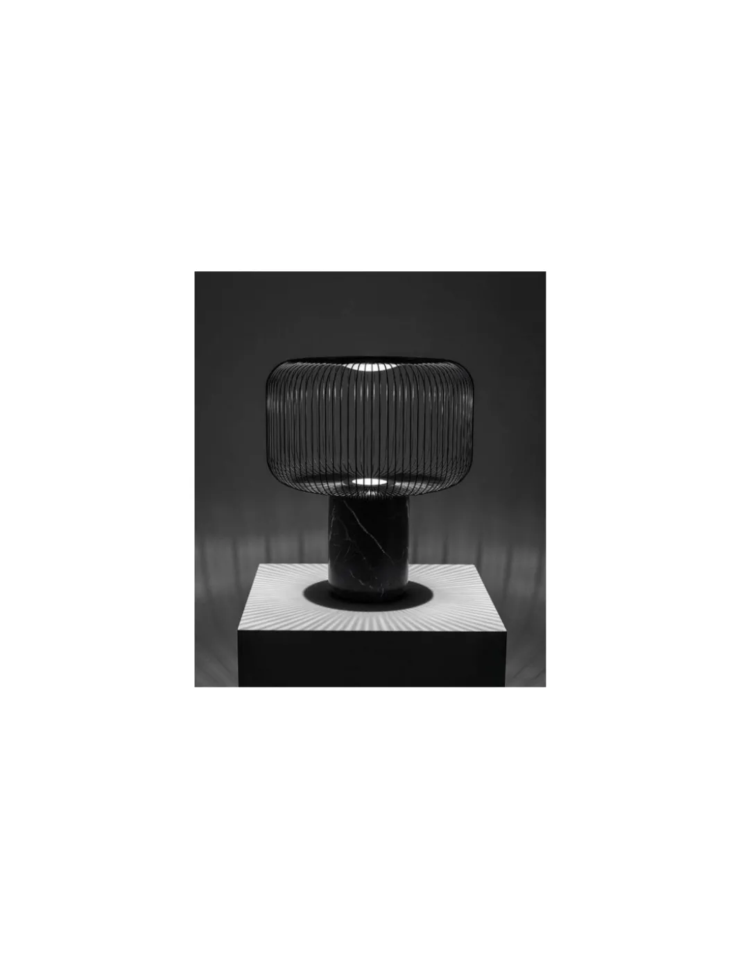 Lámpara de mesa Keshi - B.lux - Lámpara jaula negra con base de mármol
