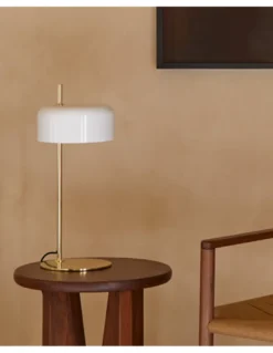 Lámpara de mesa Lalu - Aromas - Metal oro mate+tulipa blanco brillo, E27, estilo vintage