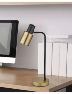 Lámpara de mesa Maena – AJP – Lámpara de escritorio en negro y latón
