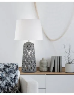 Lámpara de mesa Monaco - AJP - Lámpara de cerámica con pantalla blanca