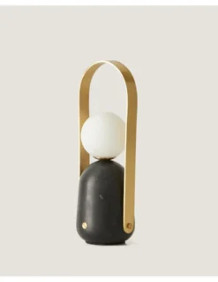Lámpara de mesa Nano - Aromas - Lámpara portátil LED de lectura, diseño original estilo vintage, mármol negro mate y dorado