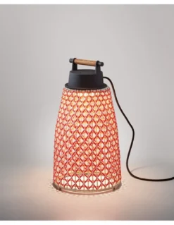 Lámpara de mesa Nans – Bover – Lámpara de exterior, Pantalla de fibra sintétca tejida a mano, Brillo regulable