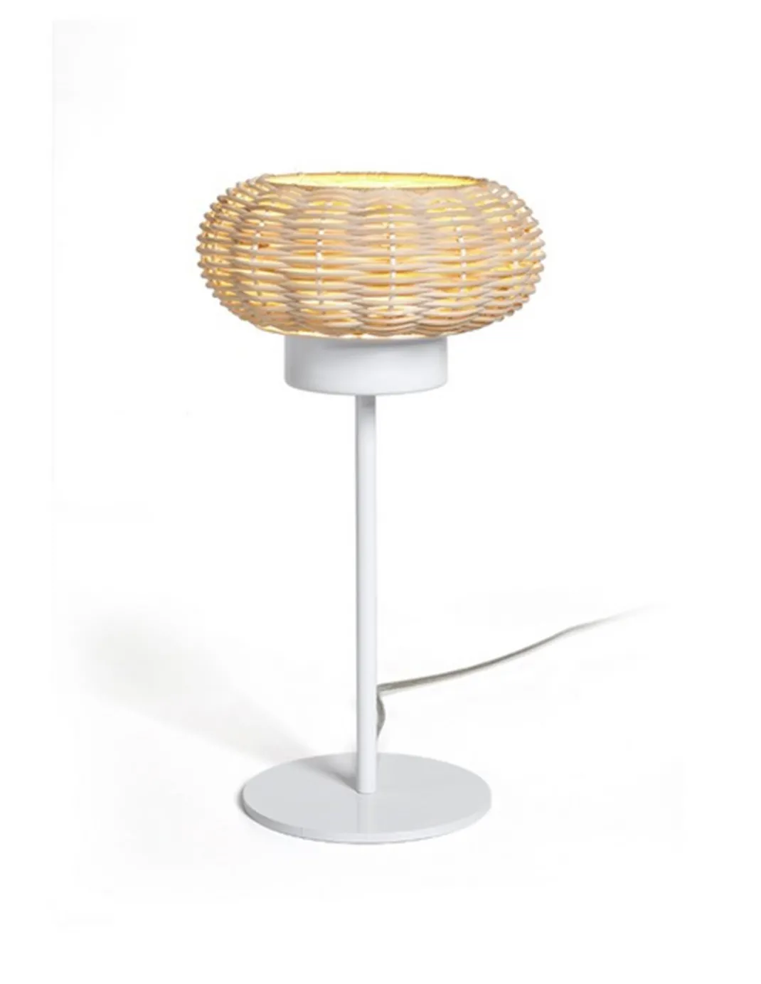Lámpara de mesa Niuet – Luxcambra – Pantalla de mimbre natural, altura: 36,5 cm