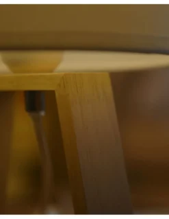 Lámpara de mesa Nuts – FORLIGHT – Lámpara nórdica con pantalla textil, Madera natural