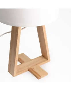 Lámpara de mesa Nuts – FORLIGHT – Lámpara nórdica con pantalla textil, Madera natural